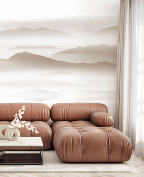 Abstract behang Mountain Mist, beige, afwasbaar Abstract behang Mountain Mist, beige, afwasbaar