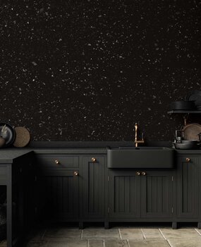 Natuursteen behang Terrazzo Bliss, zwart, afwasbaar Natuursteen behang Terrazzo Bliss, zwart, afwasbaar
