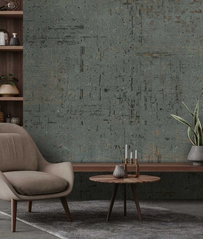 Industrieel behang Rustic Iron, grijs, afwasbaar