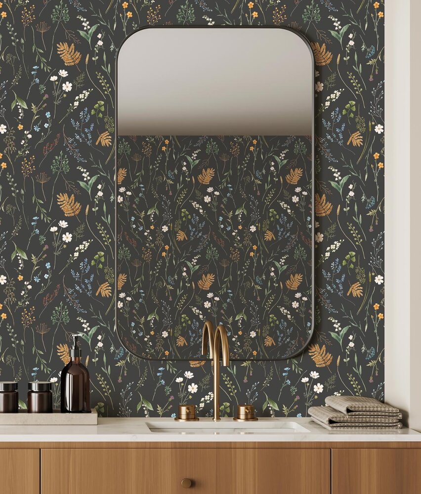 Blumentapete English Garden Delight, grau, waschbar Blumentapete English Garden Delight, grau, waschbar