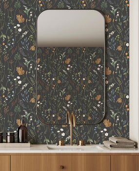 Bloemen behang English Garden Delight, grijs, afwasbaar Bloemen behang English Garden Delight, grijs, afwasbaar