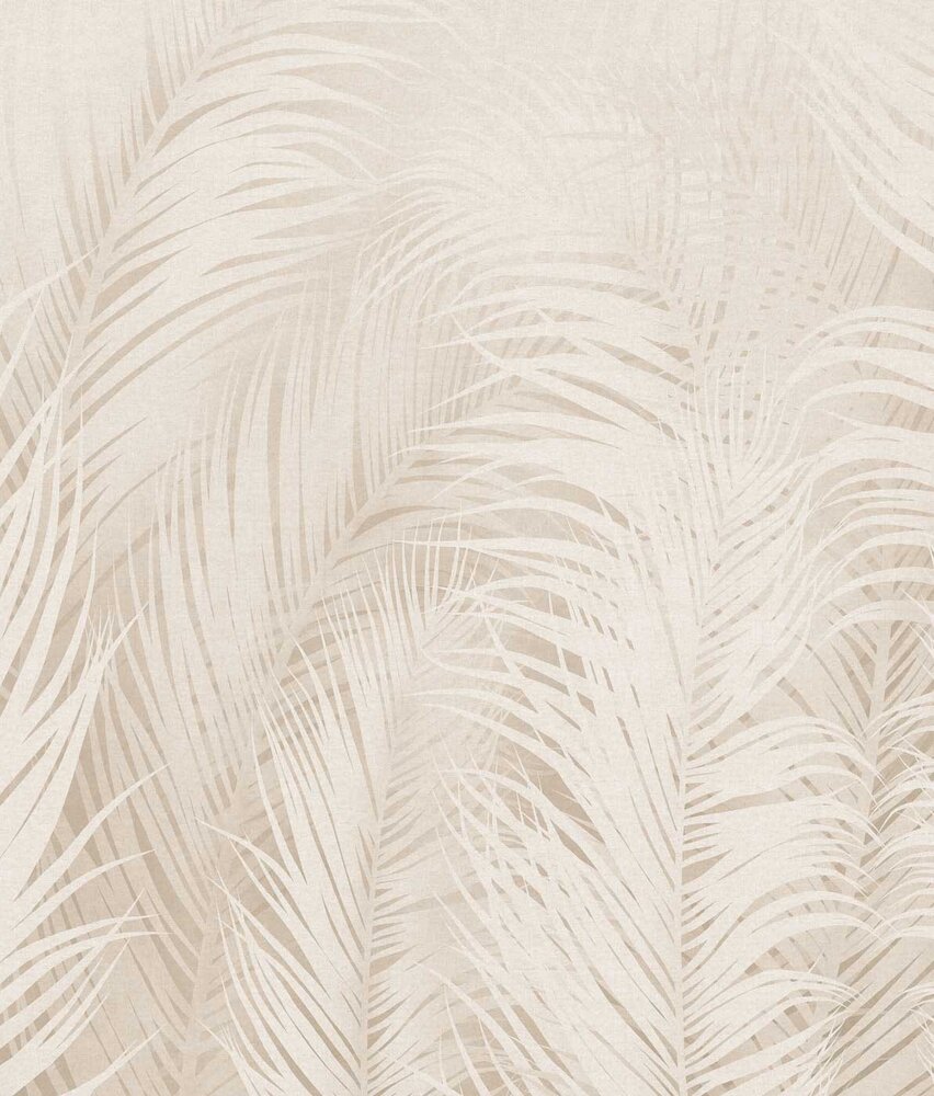Bladeren behang Palm Paradise, beige, afwasbaar