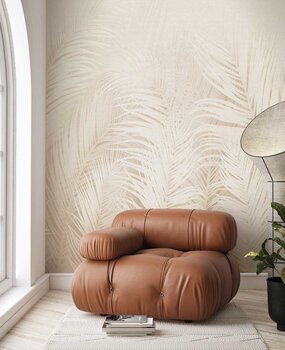 Bladeren behang Palm Paradise, beige, afwasbaar Bladeren behang Palm Paradise, beige, afwasbaar