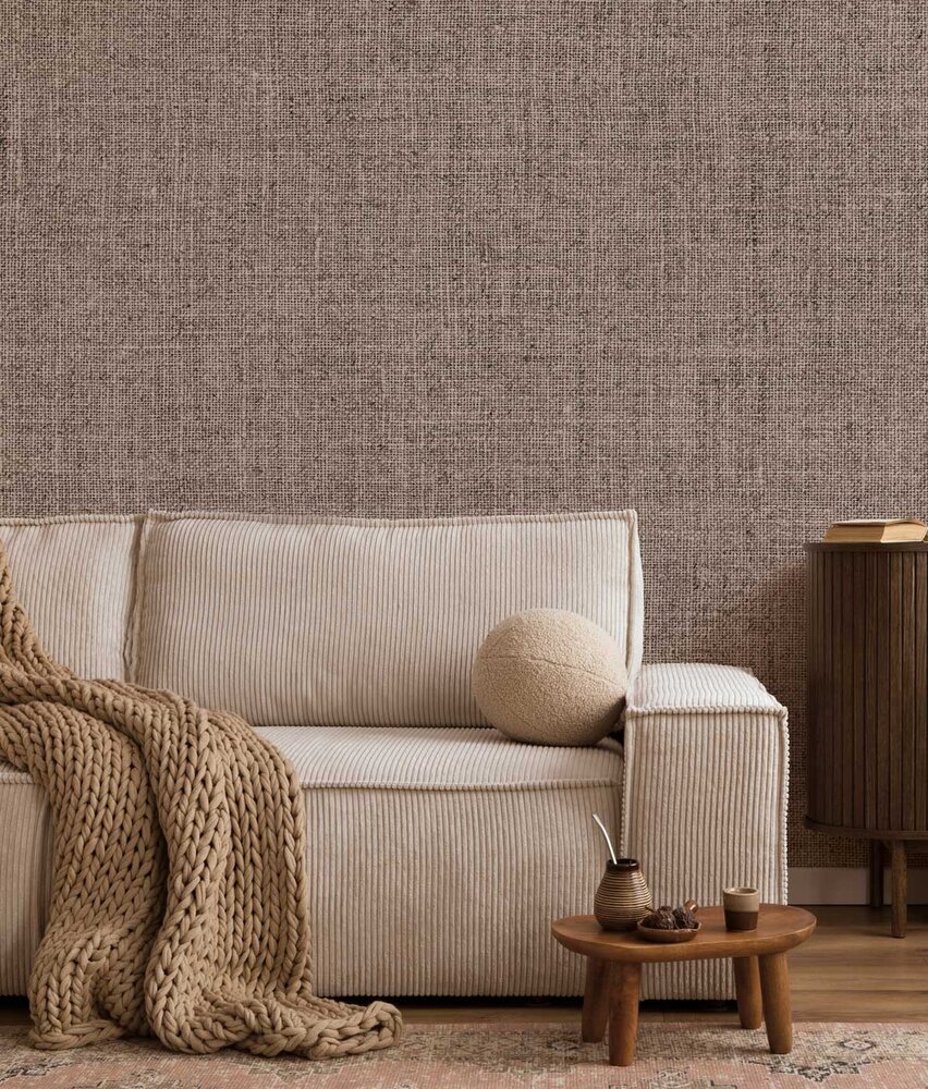 Wallpaper textile look Fabric Harmony, taupe, washable Wallpaper textile look Fabric Harmony, taupe, washable