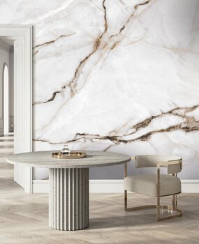 Marmer behang Frosty Marble, wit, afwasbaar Marmer behang Frosty Marble, wit, afwasbaar