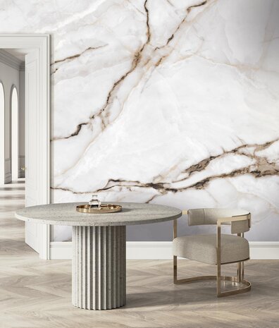 Marmer behang Frosty Marble, wit, afwasbaar Marmer behang Frosty Marble, wit, afwasbaar