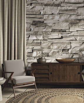 Steen behang Earthy Sandstone, zand, afwasbaar Steen behang Earthy Sandstone, zand, afwasbaar