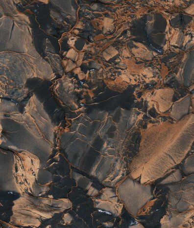 Marmer behang Marbled Copper Glow, bruin, afwasbaar Marmer behang Marbled Copper Glow, bruin, afwasbaar