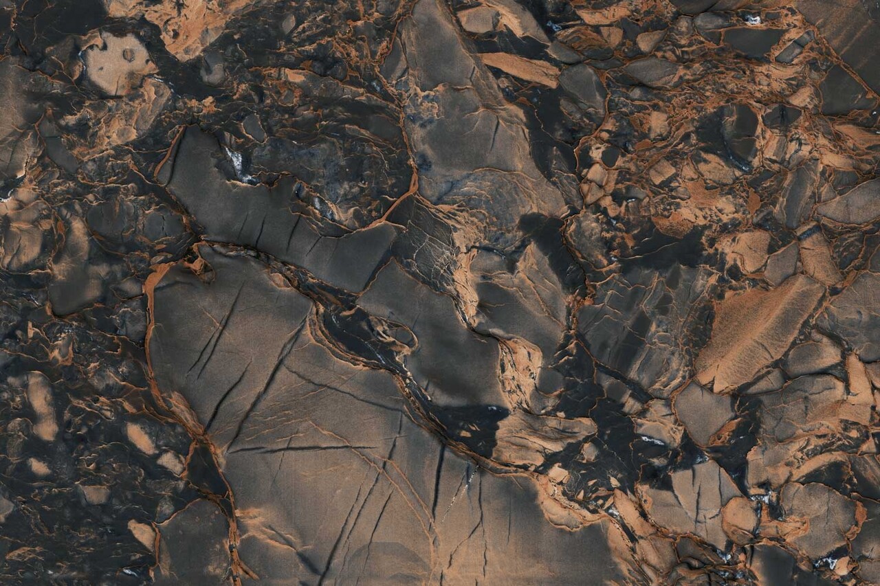 Marmer behang Marbled Copper Glow, bruin, afwasbaar Marmer behang Marbled Copper Glow, bruin, afwasbaar