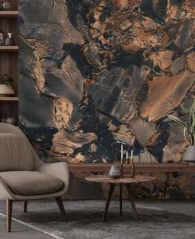 Marble wallpaper Marbled Copper Glow, brown, washable Marble wallpaper Marbled Copper Glow, brown, washable