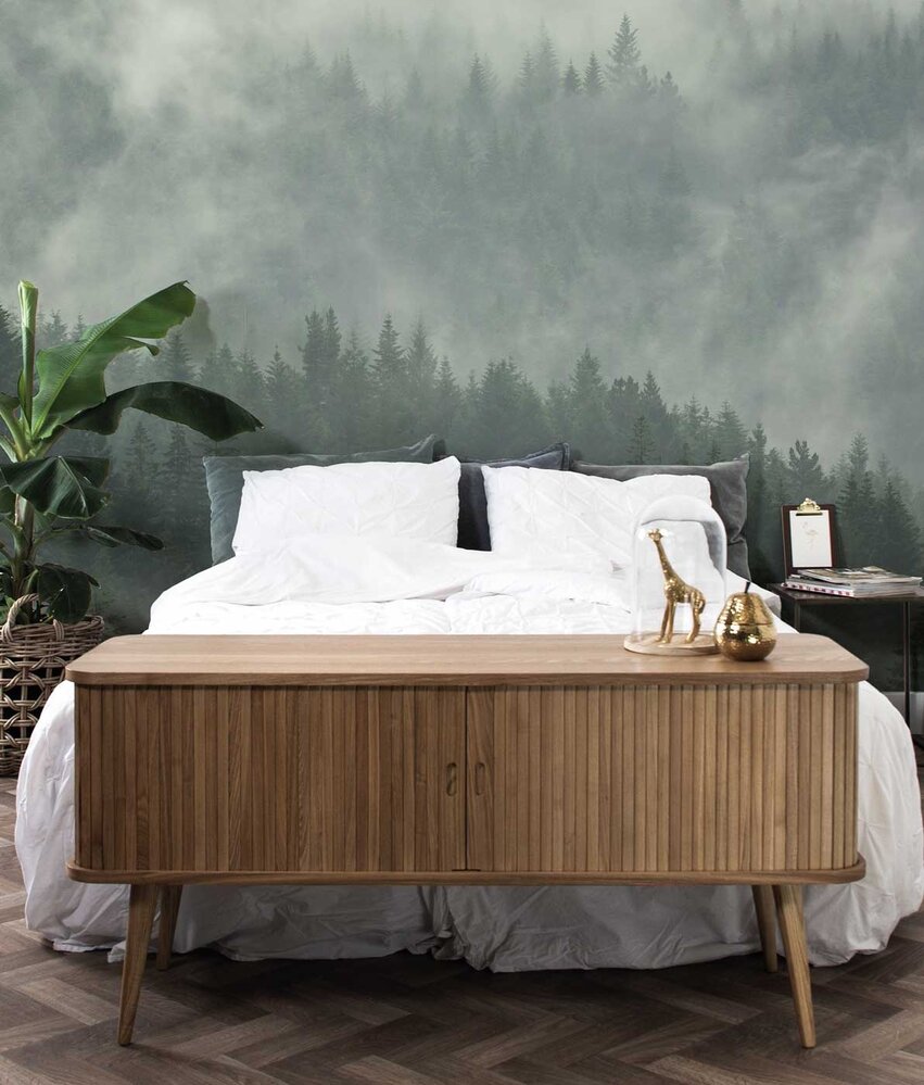 Landschappen behang Enchanted Woodlands, groen, afwasbaar Landschappen behang Enchanted Woodlands, groen, afwasbaar