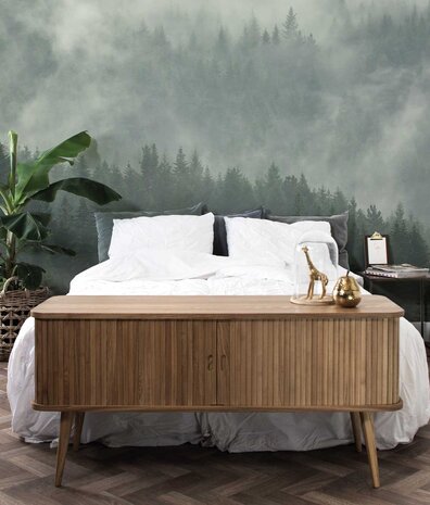 Landschappen behang Enchanted Woodlands, groen, afwasbaar Landschappen behang Enchanted Woodlands, groen, afwasbaar