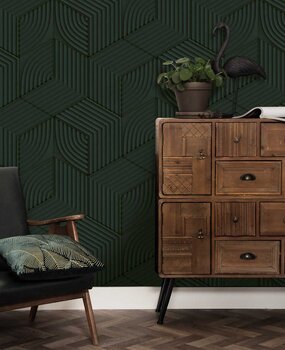 Grafisch behang Mystic Maze, groen, afwasbaar Grafisch behang Mystic Maze, groen, afwasbaar