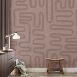 Retro-Tapete Midcentury Swirls, rosa, waschbar Retro-Tapete Midcentury Swirls, rosa, waschbar