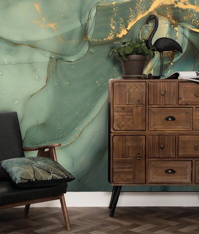 Marble wallpaper Emerald Gilded Marble, green, washable Marble wallpaper Emerald Gilded Marble, green, washable