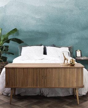 Abstract behang Azure Mist, blauw, afwasbaar Abstract behang Azure Mist, blauw, afwasbaar