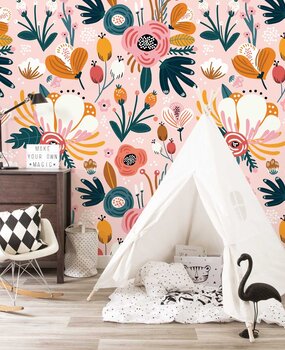 Kindertapete Floral Fiesta, rosa, waschbar Kindertapete Floral Fiesta, rosa, waschbar