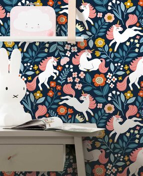 Kinderbehang Enchanting Unicorn Dreams, afwasbaar Kinderbehang Enchanting Unicorn Dreams, afwasbaar