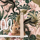 Children's wallpaper Cheeky Monkey Meadows, pink, washable Children's wallpaper Cheeky Monkey Meadows, pink, washable
