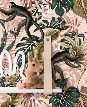 Kindertapete Cheeky Monkey Meadows, rosa, waschbar Kindertapete Cheeky Monkey Meadows, rosa, waschbar