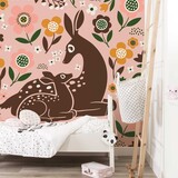 Children's wallpaper Magical Deer Delight, pink, washable Children's wallpaper Magical Deer Delight, pink, washable