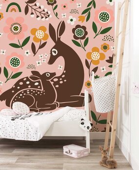Kindertapete Magical Deer Delight, rosa, waschbar Kindertapete Magical Deer Delight, rosa, waschbar