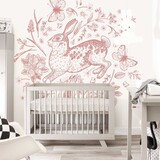Kinderbehang Blushing Rabbit Dream, roze, afwasbaar Kinderbehang Blushing Rabbit Dream, roze, afwasbaar