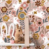 Kinderbehang Bunny Blossom Fields, roze, afwasbaar Kinderbehang Bunny Blossom Fields, roze, afwasbaar
