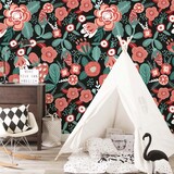 Kinderbehang Blossom Paradise, roze, afwasbaar Kinderbehang Blossom Paradise, roze, afwasbaar