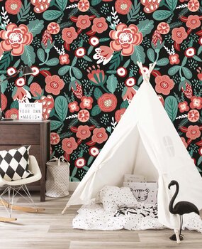 Kinderbehang Blossom Paradise, roze, afwasbaar Kinderbehang Blossom Paradise, roze, afwasbaar