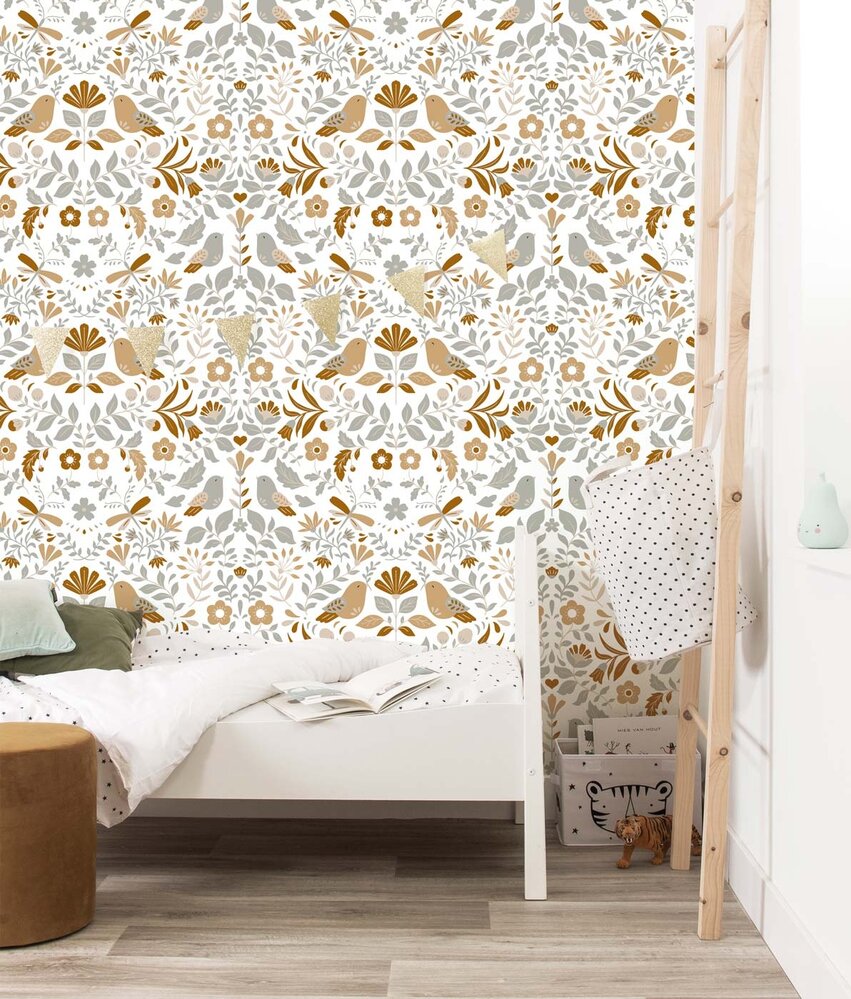 Children's wallpaper Vintage Bird Paradise, washable Children's wallpaper Vintage Bird Paradise, washable