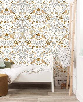 Kinderbehang Vintage Bird Paradise, afwasbaar Kinderbehang Vintage Bird Paradise, afwasbaar