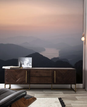 Bergen behang Misty Mountains, afwasbaar Bergen behang Misty Mountains, afwasbaar