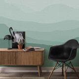 Abstract behang Serene Meadowscape, groen, afwasbaar