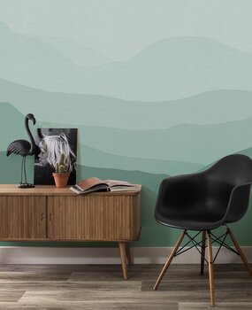 Abstract behang Serene Meadowscape, groen, afwasbaar Abstract behang Serene Meadowscape, groen, afwasbaar