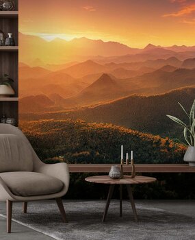 Landschap behang Summit Twilight Glow, afwasbaar Landschap behang Summit Twilight Glow, afwasbaar