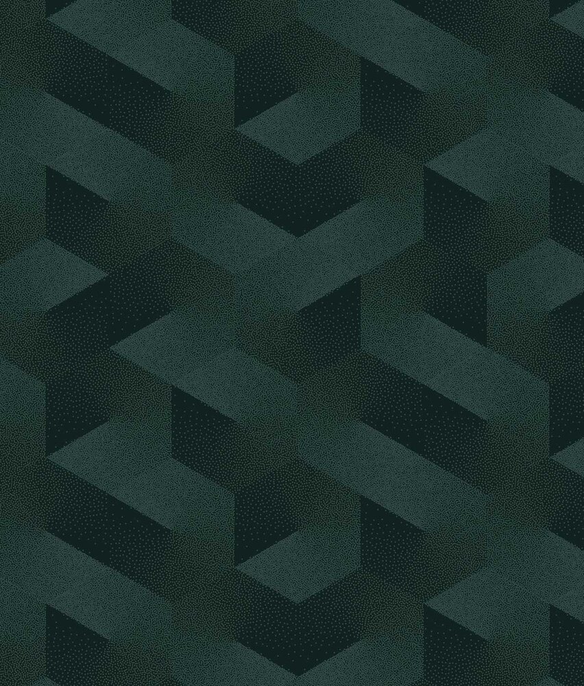 Abstract behang Dark Emerald Symmetry, groen, afwasbaar Abstract behang Dark Emerald Symmetry, groen, afwasbaar