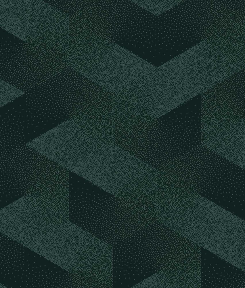 Abstract behang Dark Emerald Symmetry, groen, afwasbaar Abstract behang Dark Emerald Symmetry, groen, afwasbaar