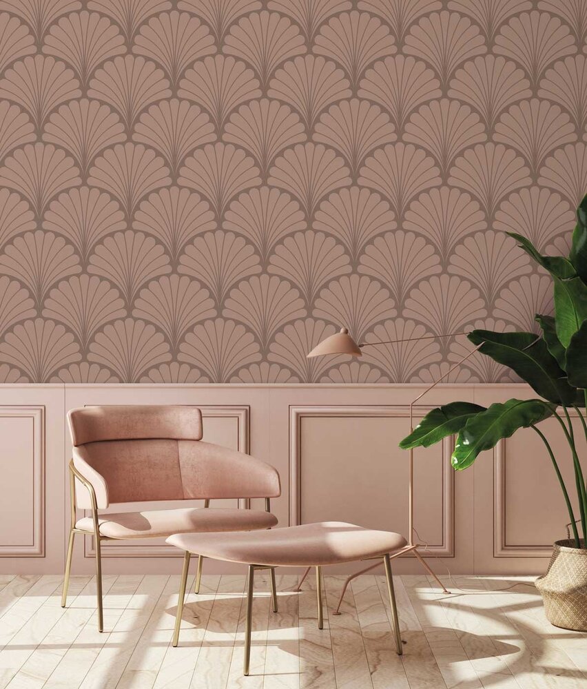 Retro-Tapete Vintage Elegance, rosa, waschbar Retro-Tapete Vintage Elegance, rosa, waschbar