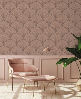 Retro behang Vintage Elegance, roze, afwasbaar Retro behang Vintage Elegance, roze, afwasbaar