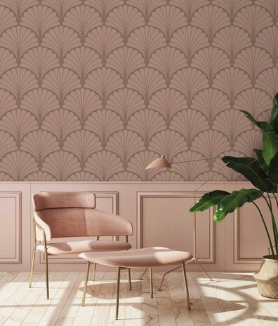 Retro-Tapete Vintage Elegance, rosa, waschbar Retro-Tapete Vintage Elegance, rosa, waschbar