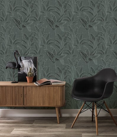 Blättertapete Banana Breeze, blau, waschbar