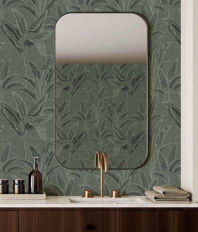 Bladeren behang Banana Breeze, groen, afwasbaar Bladeren behang Banana Breeze, groen, afwasbaar
