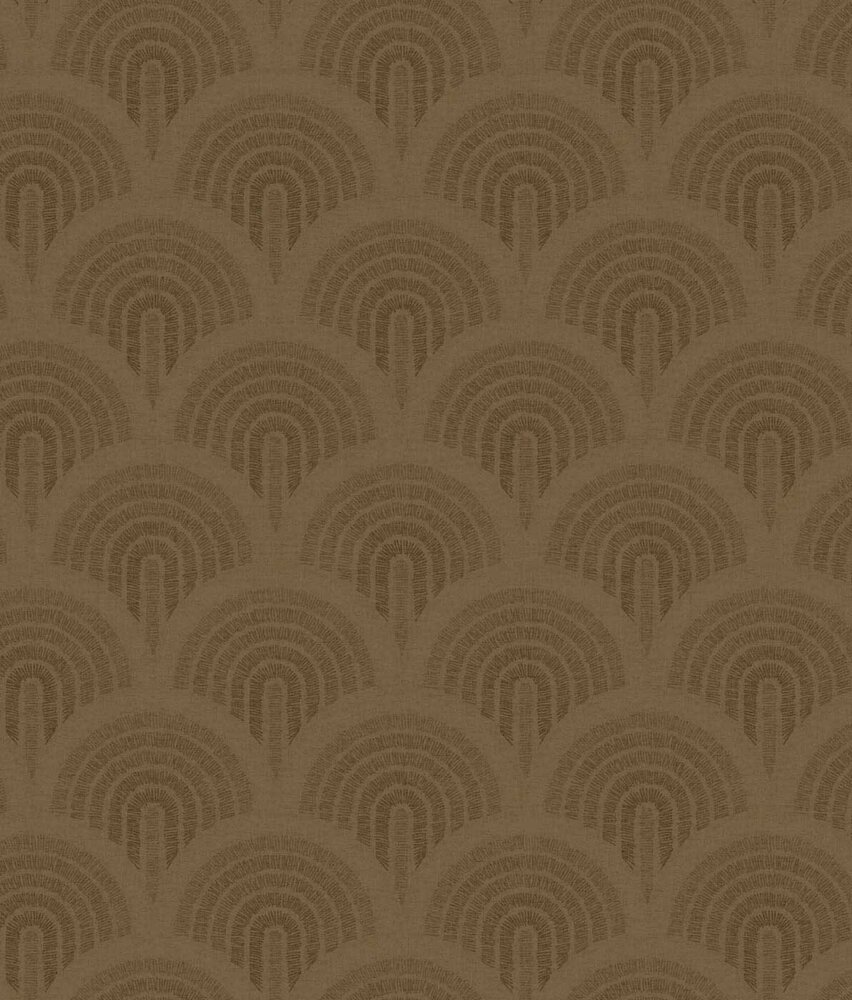 Retro behang Midcentury Curves, bruin, afwasbaar Retro behang Midcentury Curves, bruin, afwasbaar
