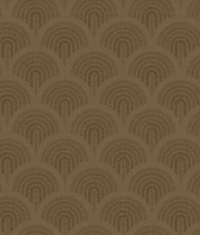 Retro behang Midcentury Curves, bruin, afwasbaar Retro behang Midcentury Curves, bruin, afwasbaar