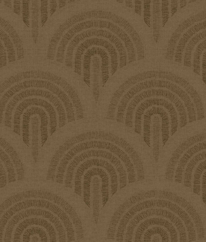 Retro behang Midcentury Curves, bruin, afwasbaar Retro behang Midcentury Curves, bruin, afwasbaar