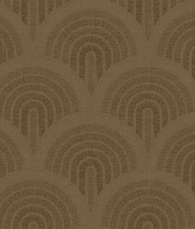Retro wallpaper Midcentury Curves, brown, washable