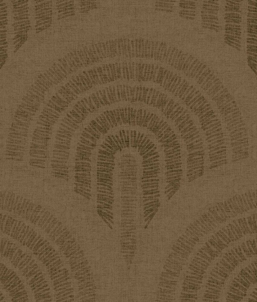 Retro behang Midcentury Curves, bruin, afwasbaar Retro behang Midcentury Curves, bruin, afwasbaar