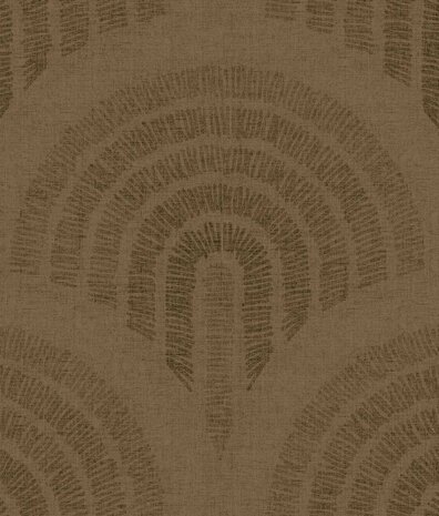 Retro wallpaper Midcentury Curves, brown, washable