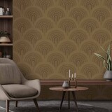 Retro wallpaper Midcentury Curves, brown, washable Retro wallpaper Midcentury Curves, brown, washable